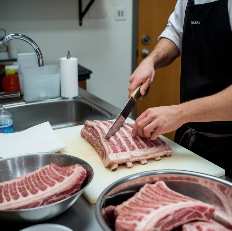 Beef back ribs seasoned with Cajun rub and soy-ginger marinade.