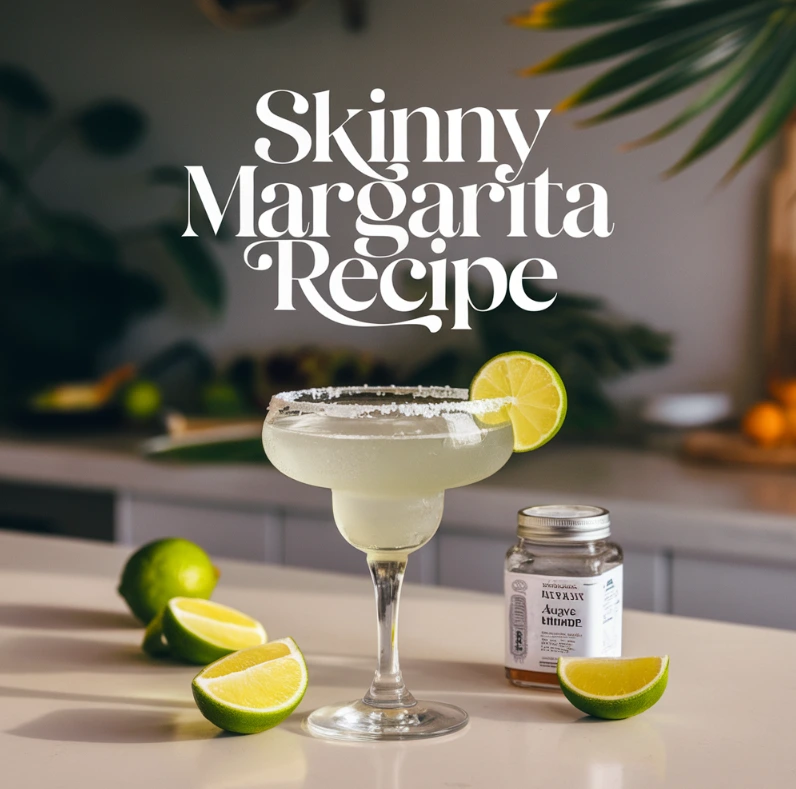 A refreshing skinny margarita and a classic regular margarita, side by side on a sleek counter.