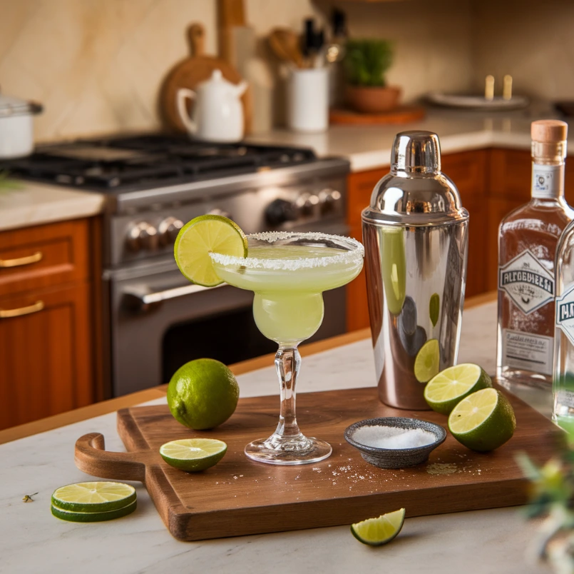 A crystal margarita glass garnished with a lime wheel and a salted rim, showcasing the secret ingredient in margaritas.