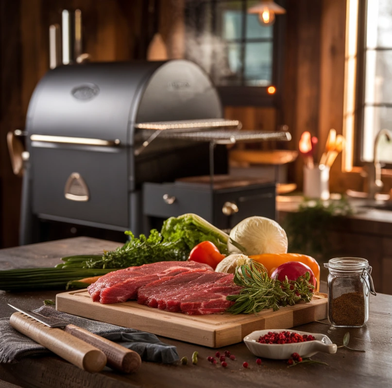 What's the best thing to smoke on a Traeger? Showcasing smoked brisket and ribs with herbs and sauce.