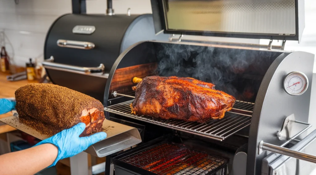 What's the best thing to smoke on a Traeger? Showcasing smoked brisket and ribs with herbs and sauce.