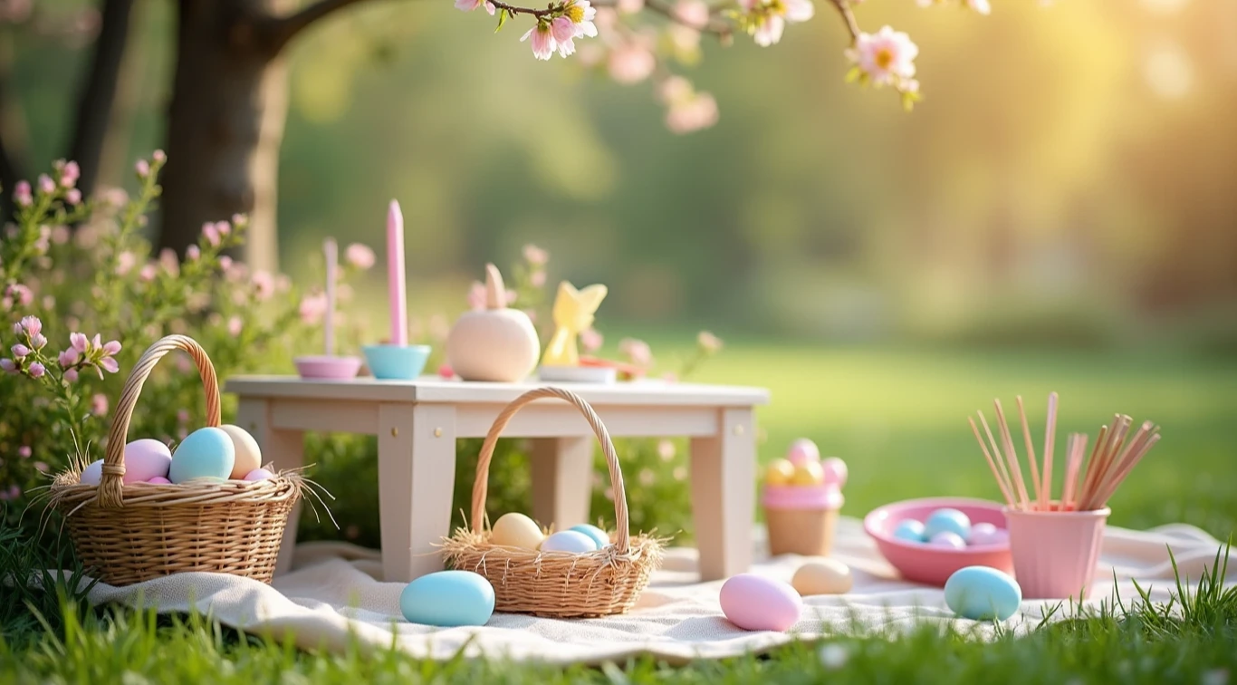 Inclusive Easter Egg Hunt setup with sensory-friendly elements.