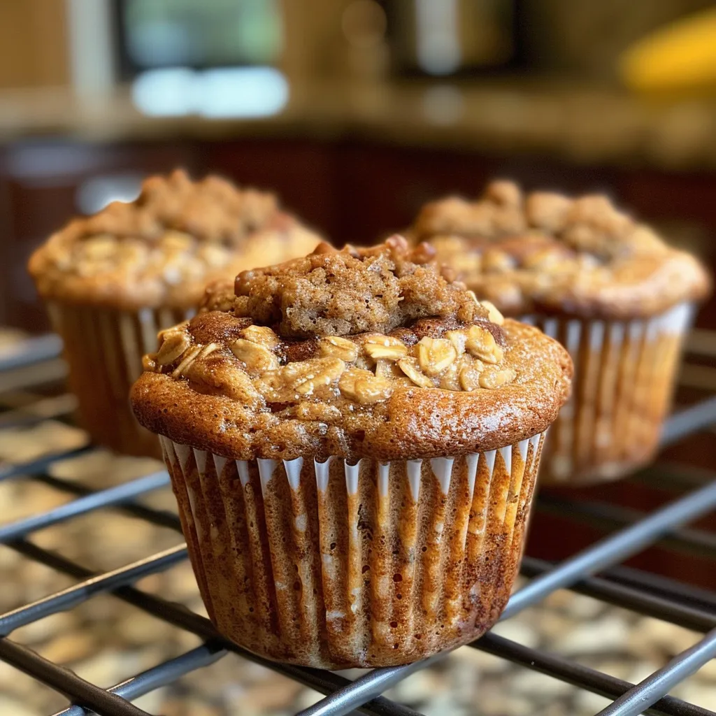 Close-up of several delicious, baked cinnamon muffins.