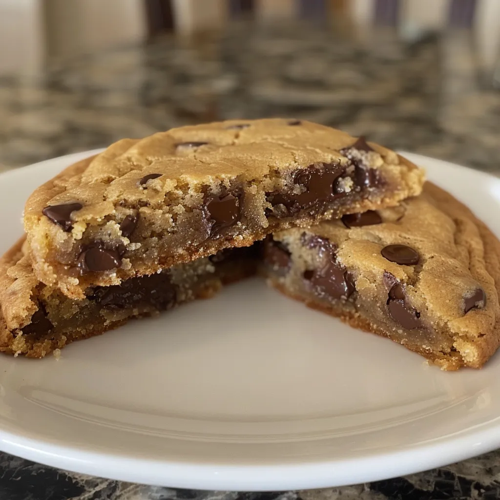 A platter of freshly baked, golden-brown chocolate chip cookies.