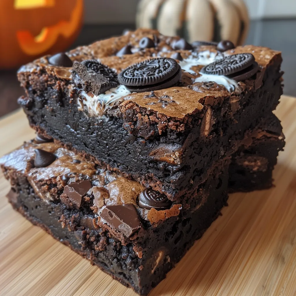 Halloween Oreo stuffed brownies