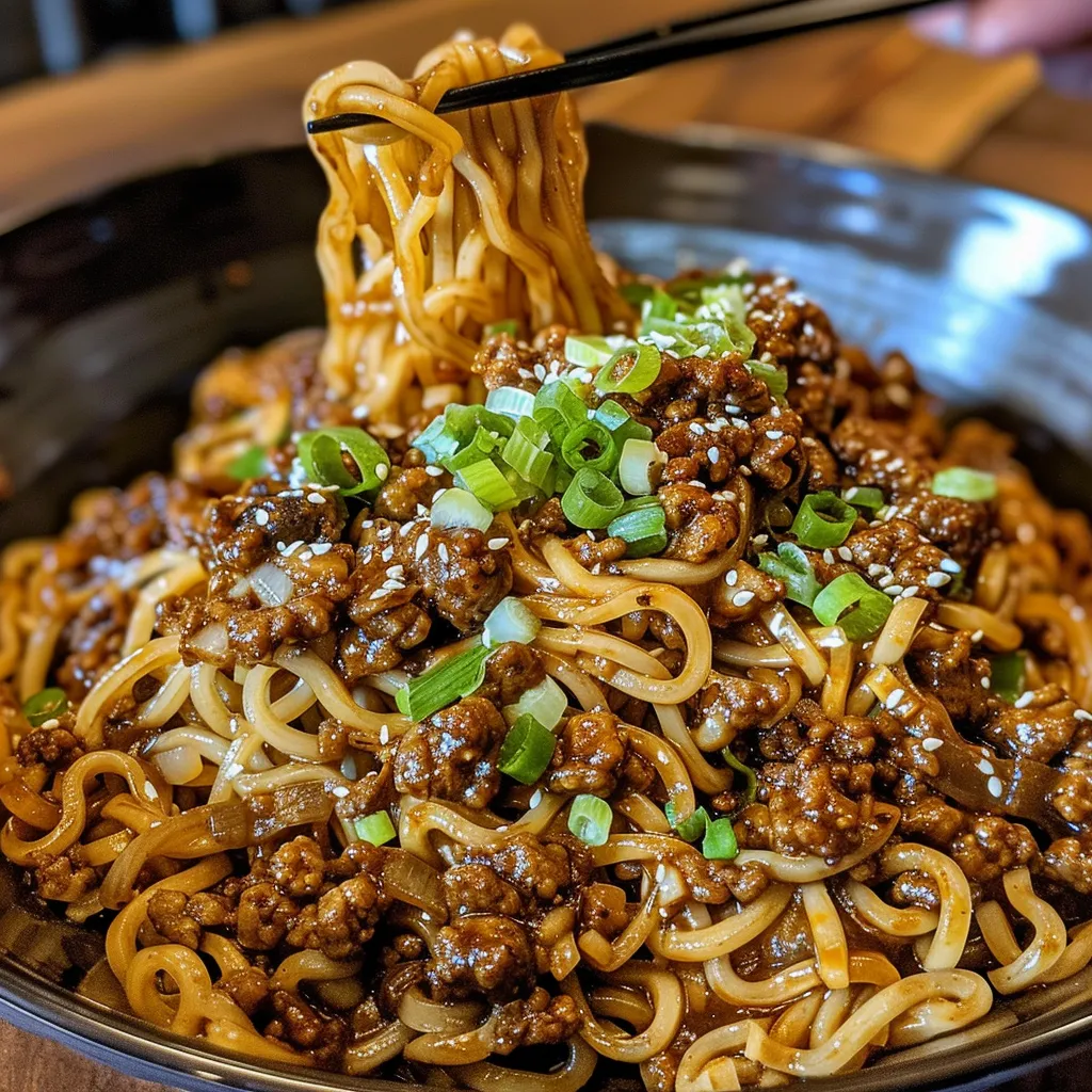 Mongolian Ground Beef Noodles