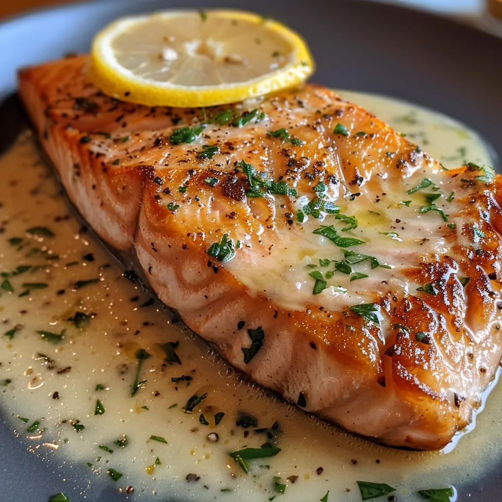 Salmon with Garlic Lemon Butter Sauce