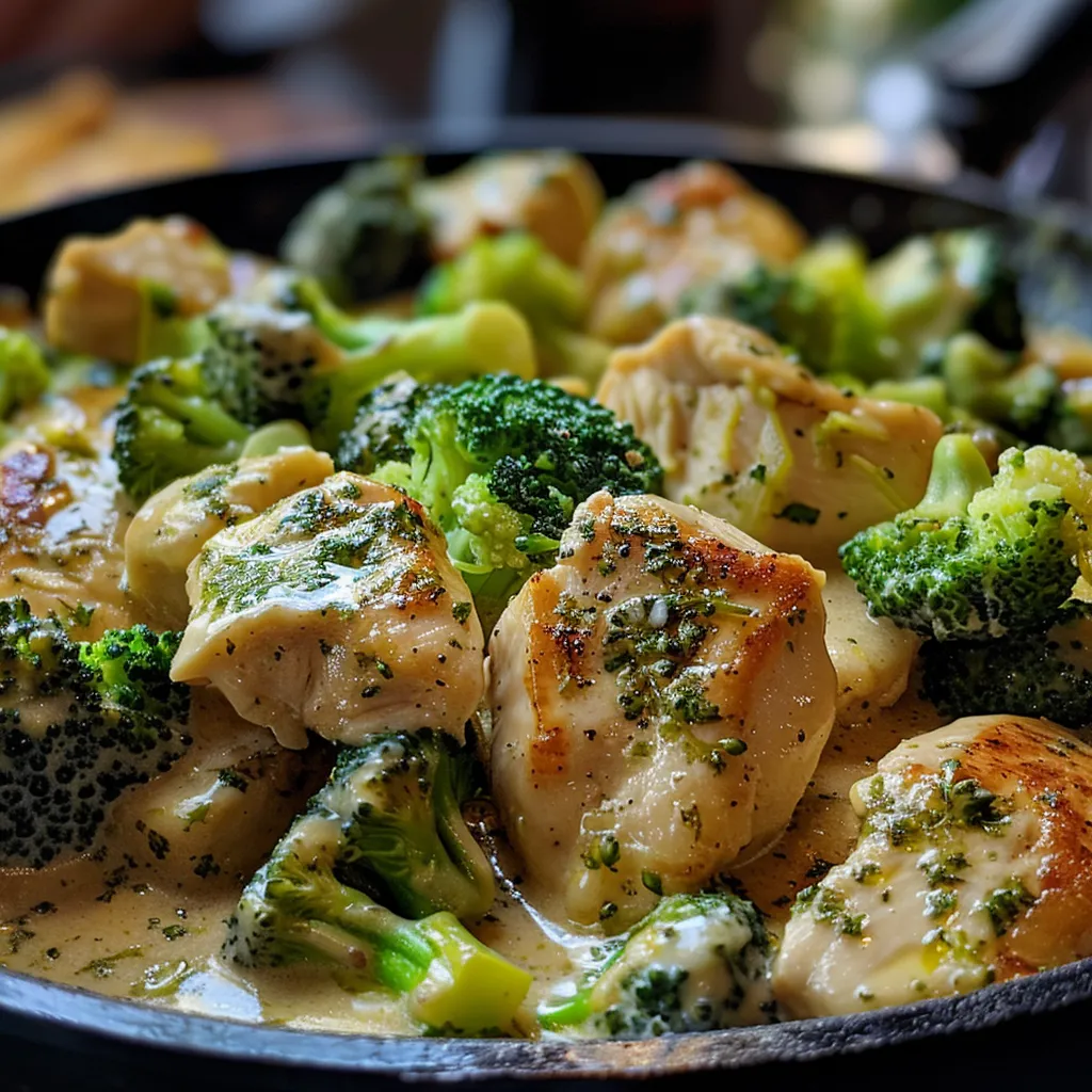 Creamy Garlic Chicken and Broccoli Skillet