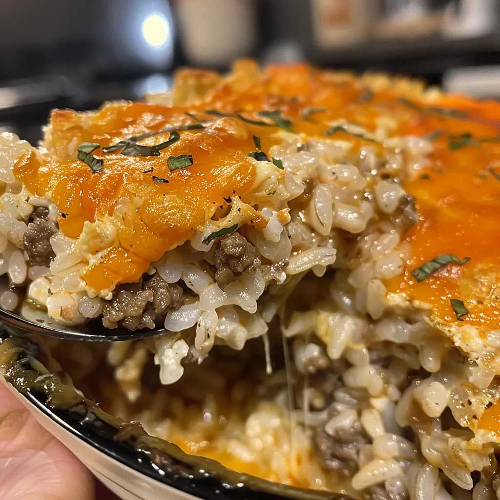 Cheesy Hamburger Rice Casserole