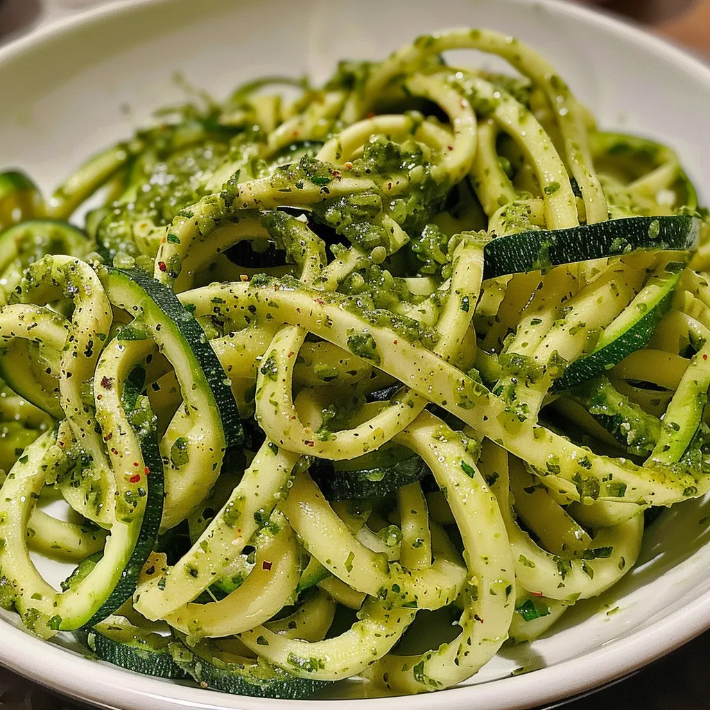 Zucchini Noodles with Pesto and Grilled Chicken