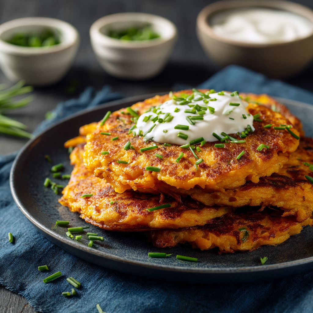 Close-up of a savory sweet potato hash in a bowl, featuring diced sweet potatoes, red bell pepper, and herbs.