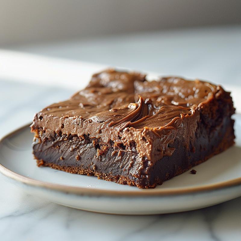 Close-up of a slice of apple dump cake on a plate with a smooth texture and warm color.
