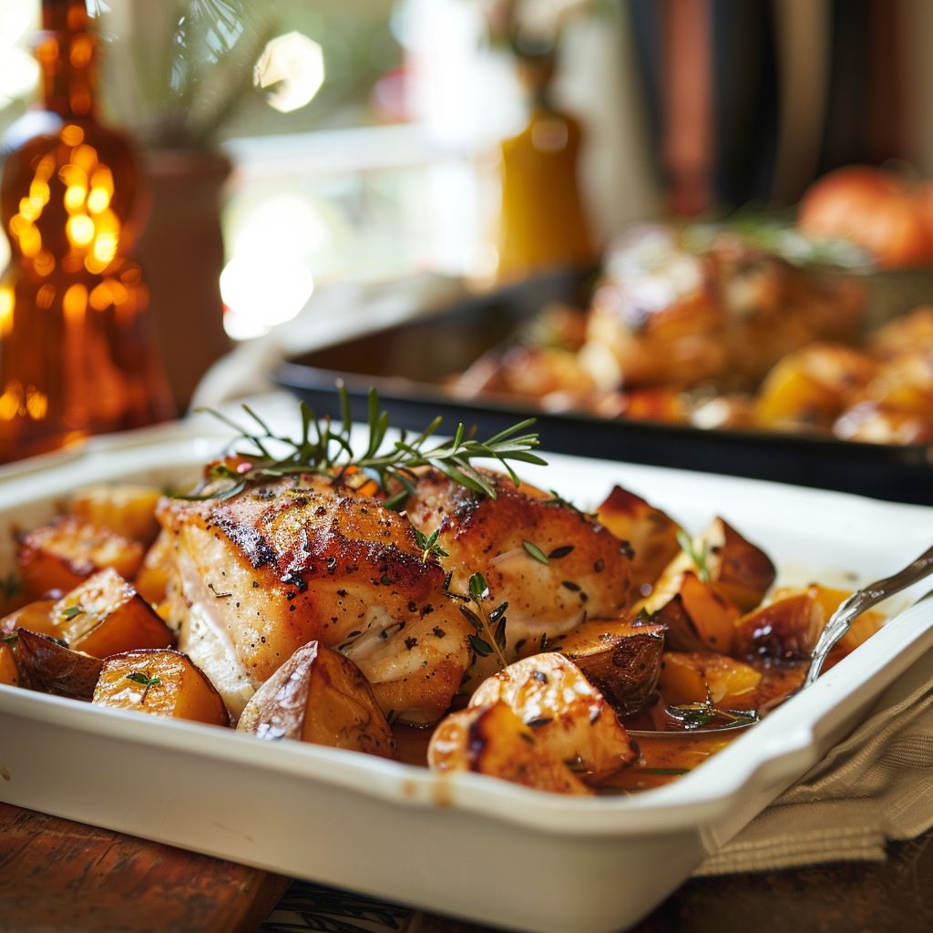 A beautifully arranged fall family dinner table featuring roasted turkey, seasonal vegetables, and pumpkin pie.