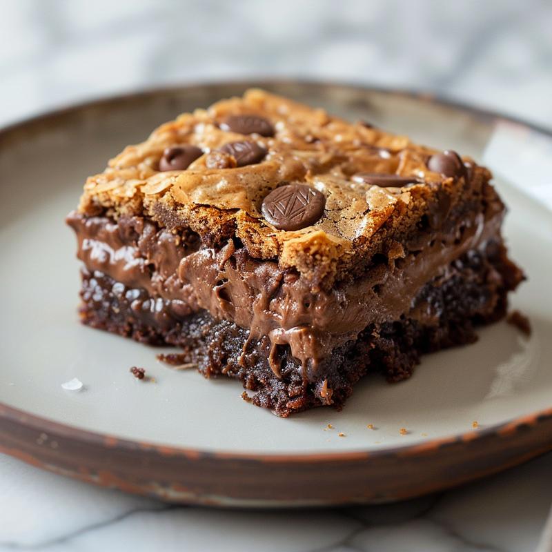 Close-up of a slice of apple dump cake on a plate with a smooth texture and warm color.