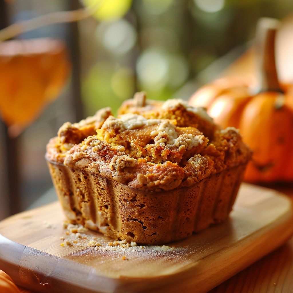 A freshly baked apple crisp in a rustic dish with a golden-brown topping, displayed on a wooden table.