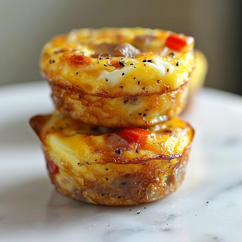 Close-up of a portion of weight watchers hearty breakfast casserole on a wood board.