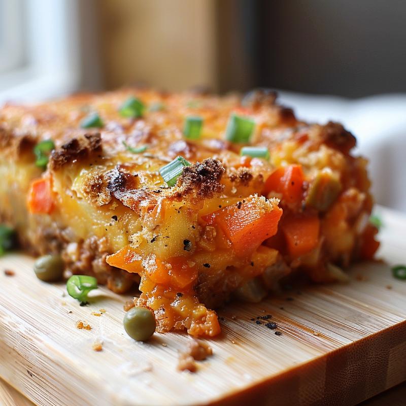 Close-up of a beautifully arranged selection of 15 delicious casseroles on a light wood board.