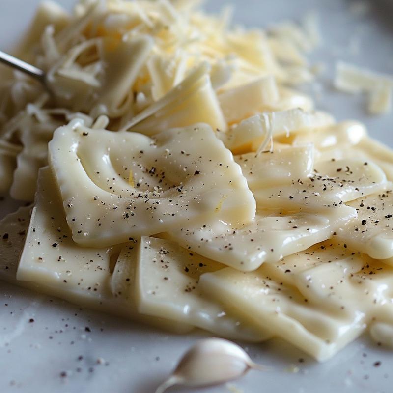 Close-up of bubbling cheese fondue with visible ingredients.