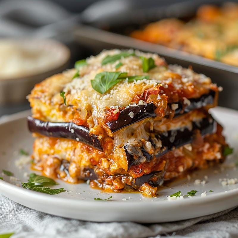 Close-up of a beautifully arranged plate featuring a variety of vegetarian seafood dishes.