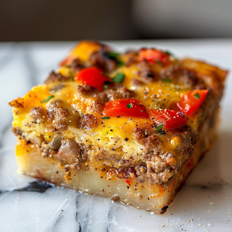 Close-up view of baked spaghetti squash au gratin, showcasing its creamy texture and golden crust on a white marble surface.
