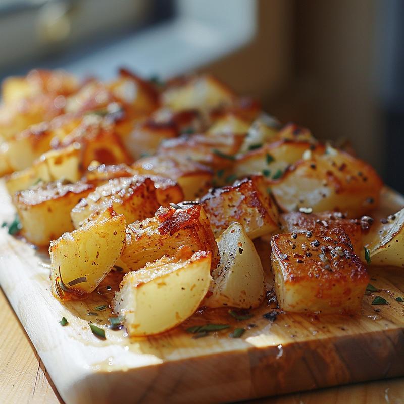 Close-up of a beautifully arranged portion of gourmet dinner on a wooden board, showcasing vibrant colors and textures.