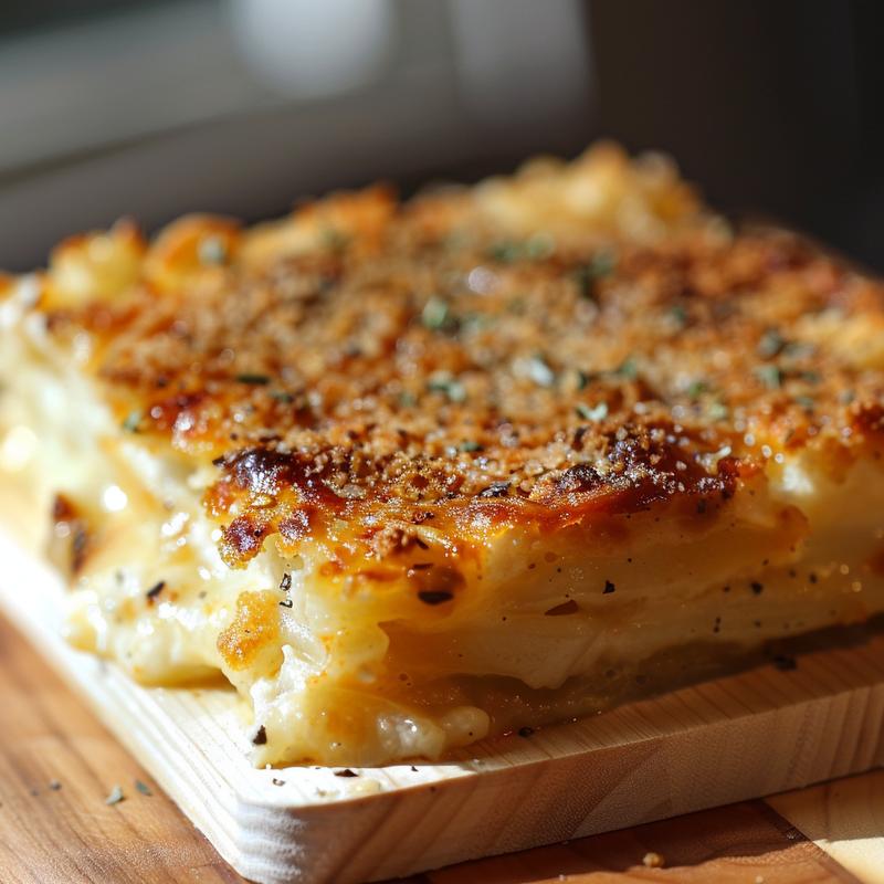 Close-up of a beautifully arranged selection of 15 delicious casseroles on a light wood board.