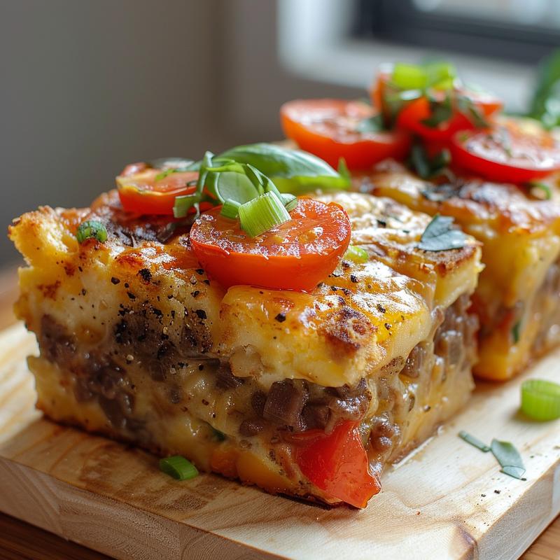 Close-up image of various fall frozen meal prep dishes on a wooden board.