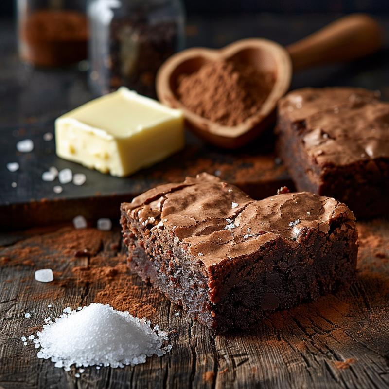 Close-up of heart-shaped brownies with visible ingredients.
