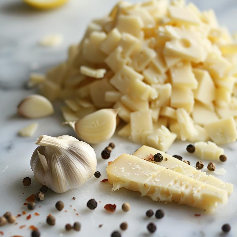 Close-up of bubbling cheese fondue with visible ingredients.