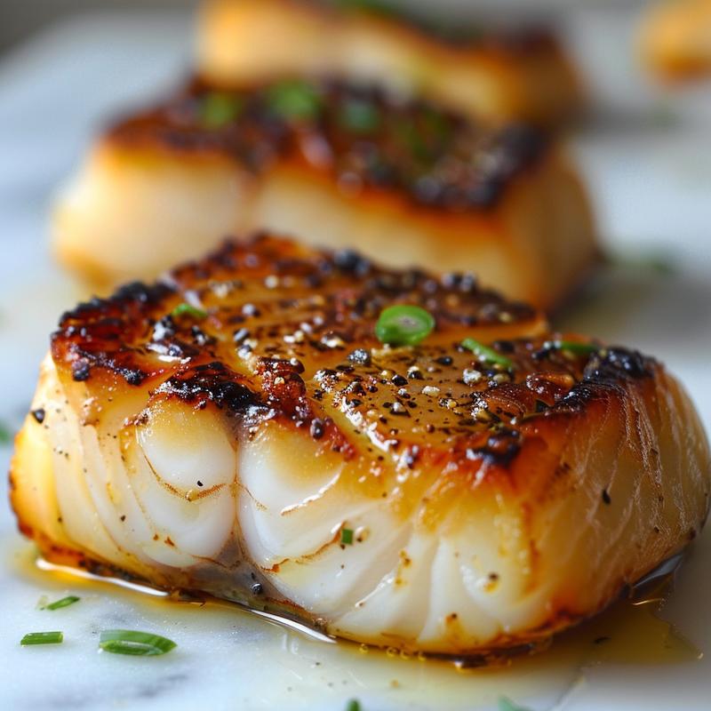 Close-up of a portion of chicken zucchini casserole on a white marble surface.
