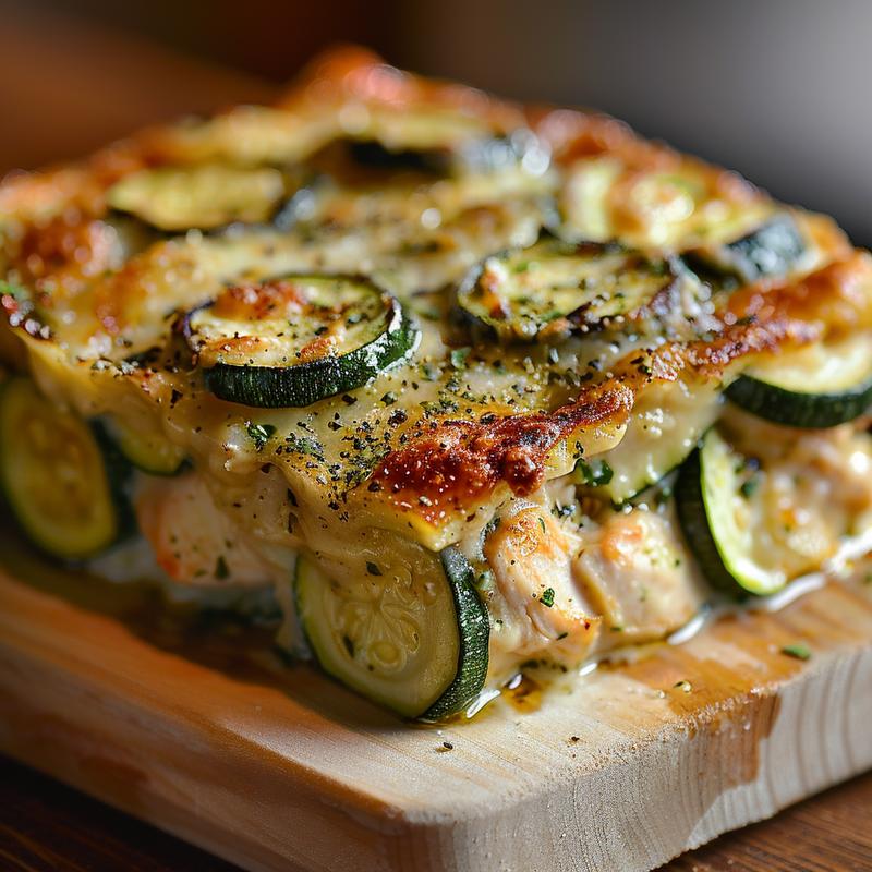 Close-up of creamy Tuscan tofu on a wooden board, showcasing its texture and vibrant colors.