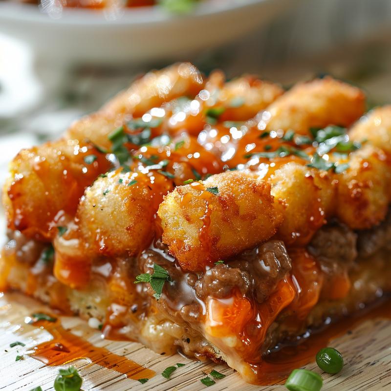 Close-up image of a portion of eggplant casserole on a grey ceramic plate.