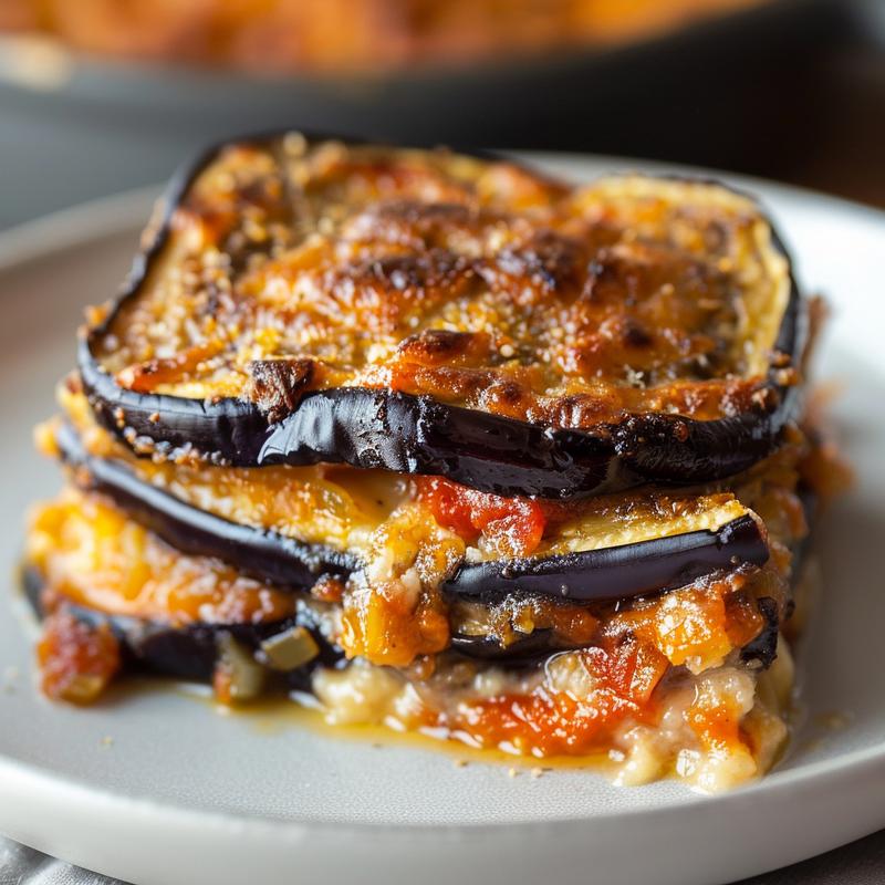 Close-up of baked feta spaghetti squash on a light grey plate.
