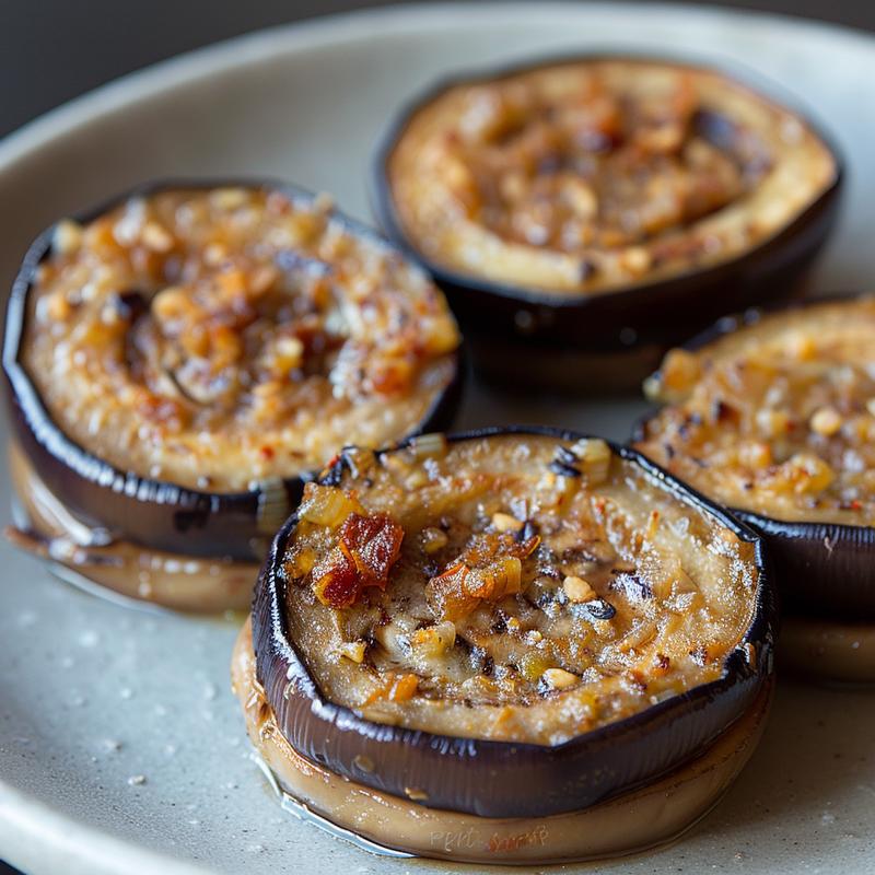 Close-up of baked spaghetti squash on a light grey ceramic plate.