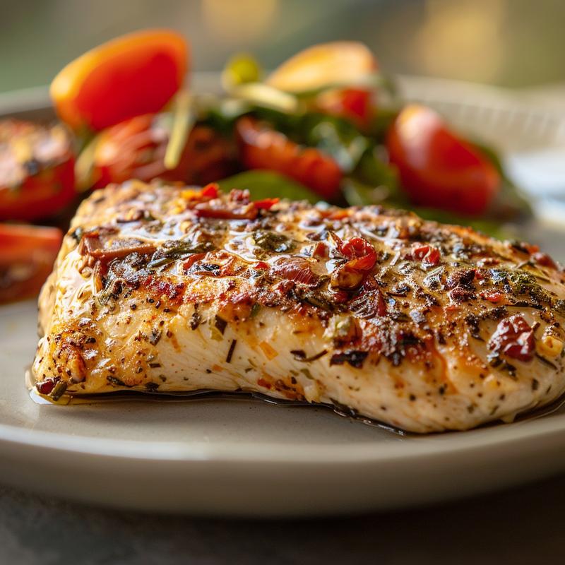 Close-up of a beautifully arranged portion of simple family meals on a white marble surface.