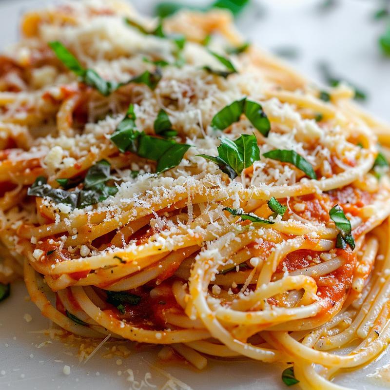 Close-up of baked spaghetti with ricotta, showcasing textures and ingredients.