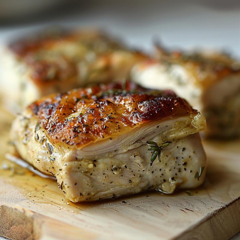 Close-up of a creamy cauliflower gratin on a marble surface, showcasing its golden-brown top.