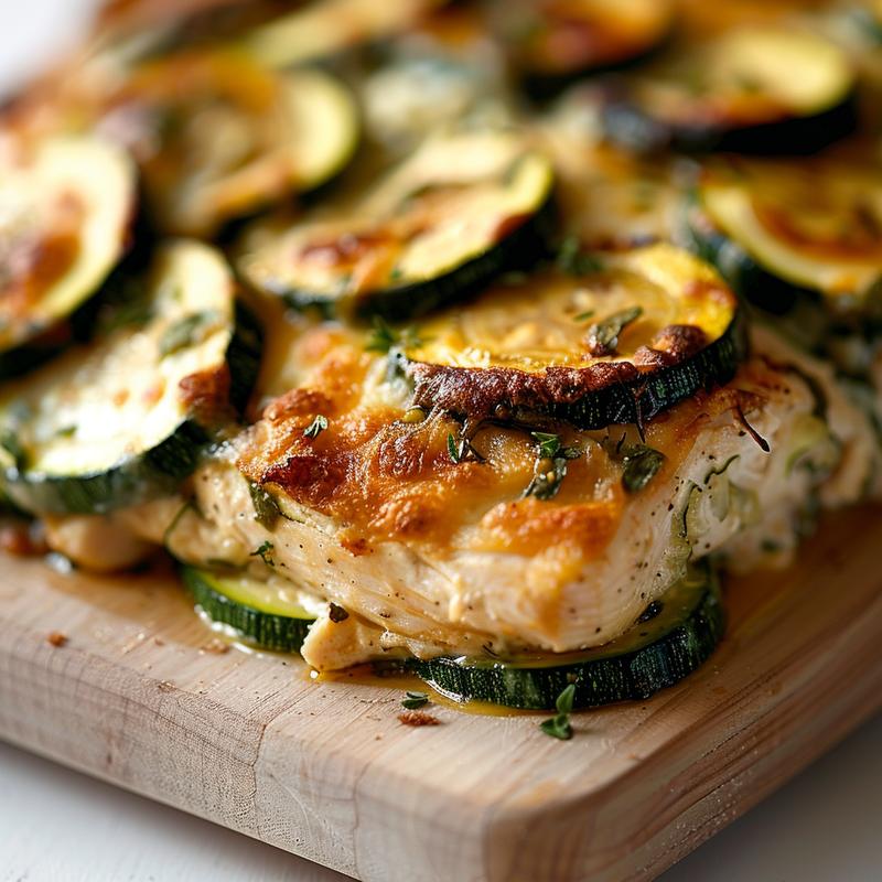 Close-up of creamy Tuscan tofu on a wooden board, showcasing its texture and vibrant colors.