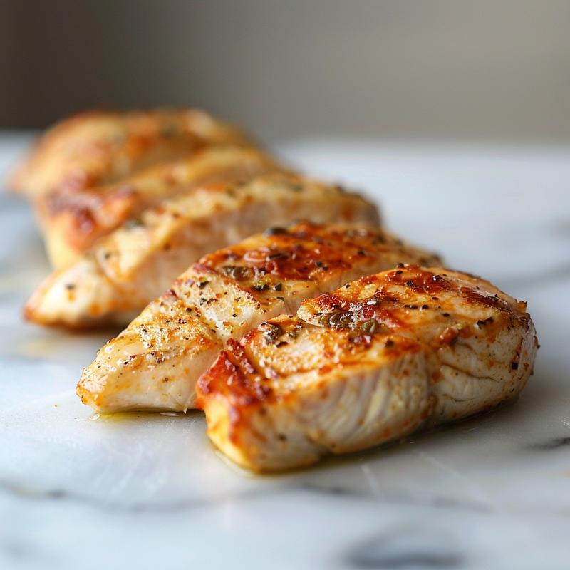 Close-up of a zucchini casserole served on a light grey ceramic plate, showcasing its texture.