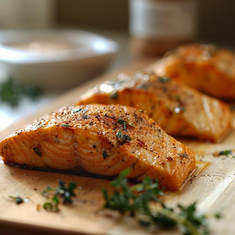A close-up of a portion of shredded zucchini casserole served on a light wood board.