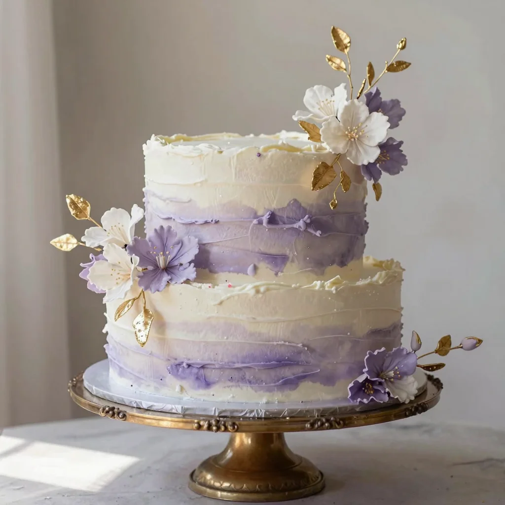 A classy watercolour ombre baby shower cake with delicate pastel gradients.