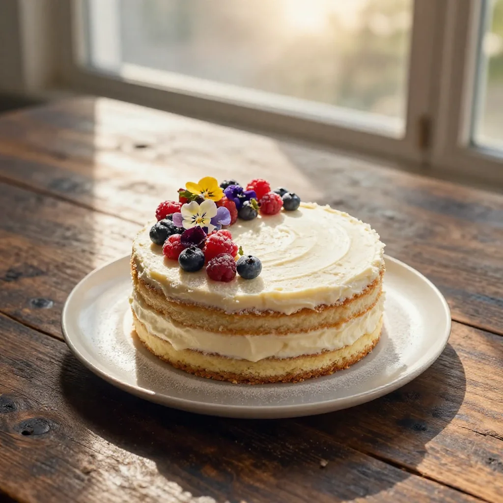 A beautifully garnished 23rd birthday cake on a rustic wooden table, captured from a top-down perspective under natural light.